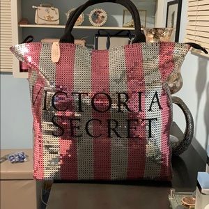 Victoria Secret Tote in Pink and Silver Sequence